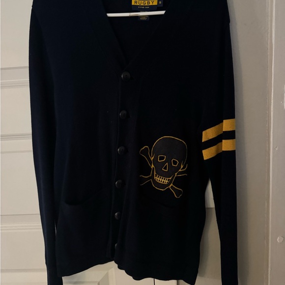 Ralph Lauren Rugby navy skull cardigan - Picture 7 of 8
